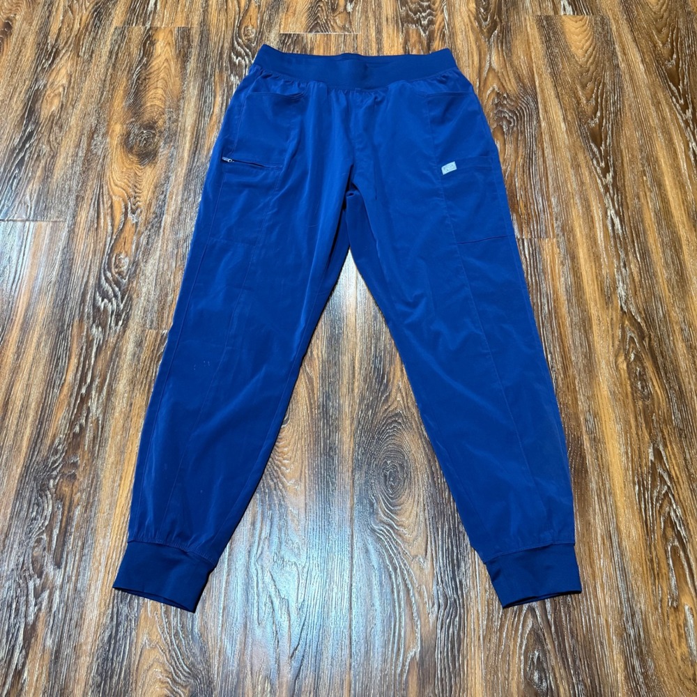 IRG Women Blue Jogger Scrub Pants Elastic Waist Multi Pocket Size Medium M